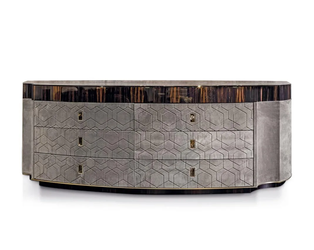 High-end Luxury Design Italian Leather Art Console Table Chest Of Drawers Bedroom Storage Drawers