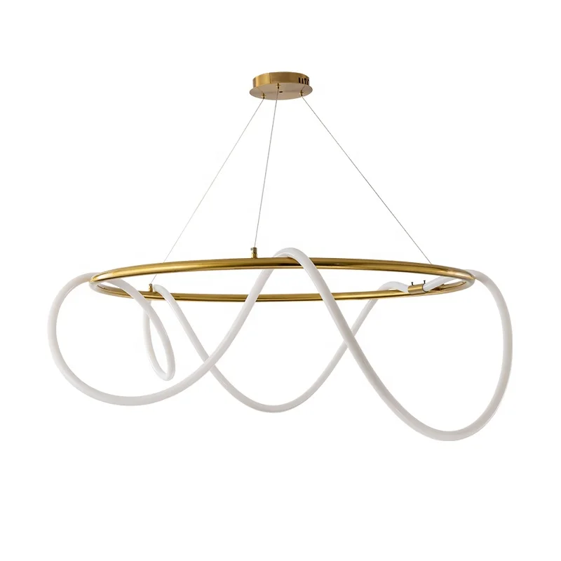 Strip Ceiling Light Chandelier Creative Line LED Silicone European Post Modern Lighting and Circuitry Design Golden Iron 80 EP