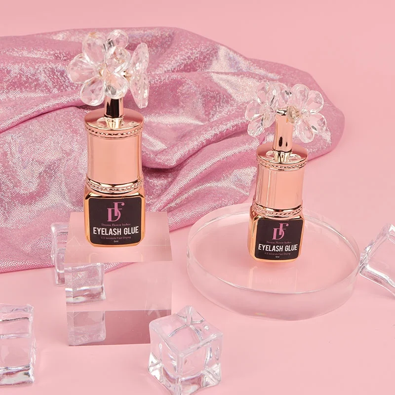 Private Label Eyelash Extension Glue Low Humidity Fast Dry Eye Lash Adhesive 0.5 s fast drying time flower glue cap