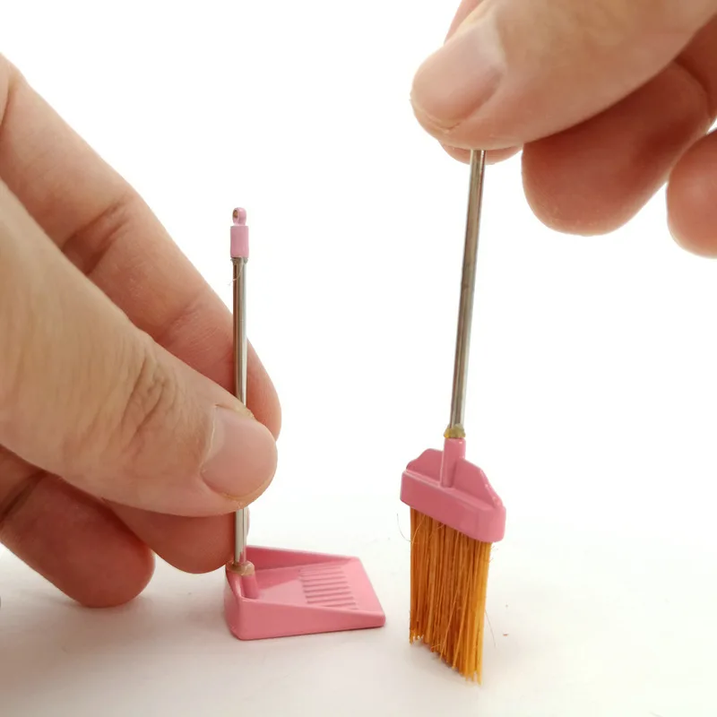 Dollhouse miniature mini elf doll witch broom and garbage shovel for elf doll Christmas decoration