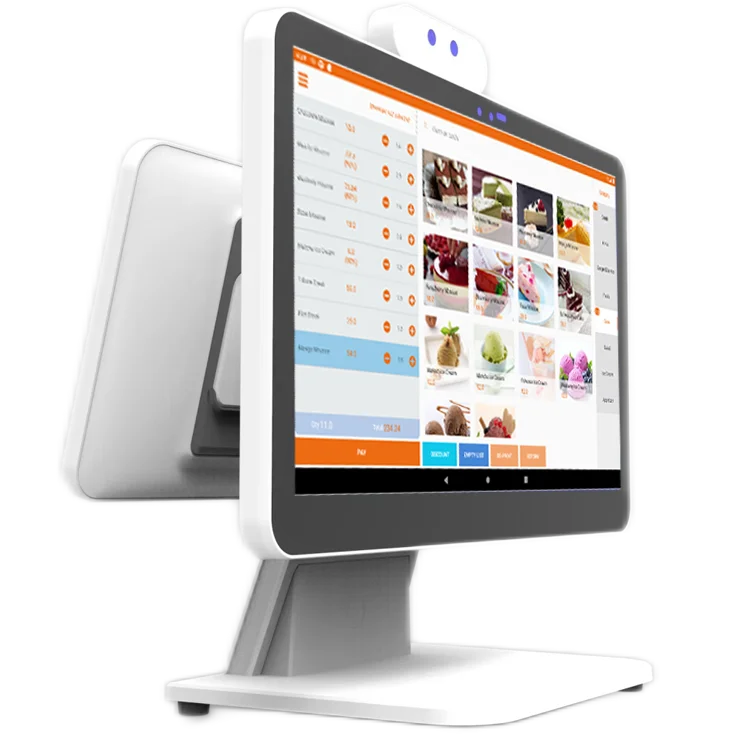 Adjustable 15.6 Inch Windows Android Touch Screen External Printer And 2nd Screen Cash Register Payment Terminal Pos System