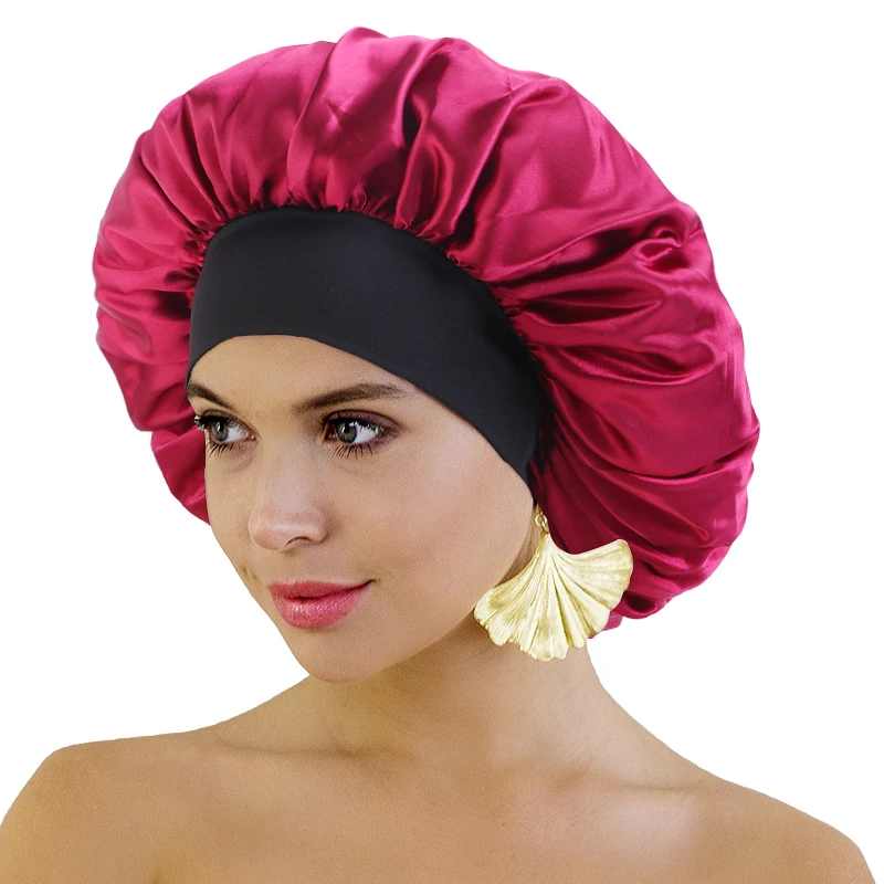Оптовая продажа аксессуары для волос с логотипом тюрбаны ночная шапочка широким диапазоном Атласная салона очень большая роскошная женщин