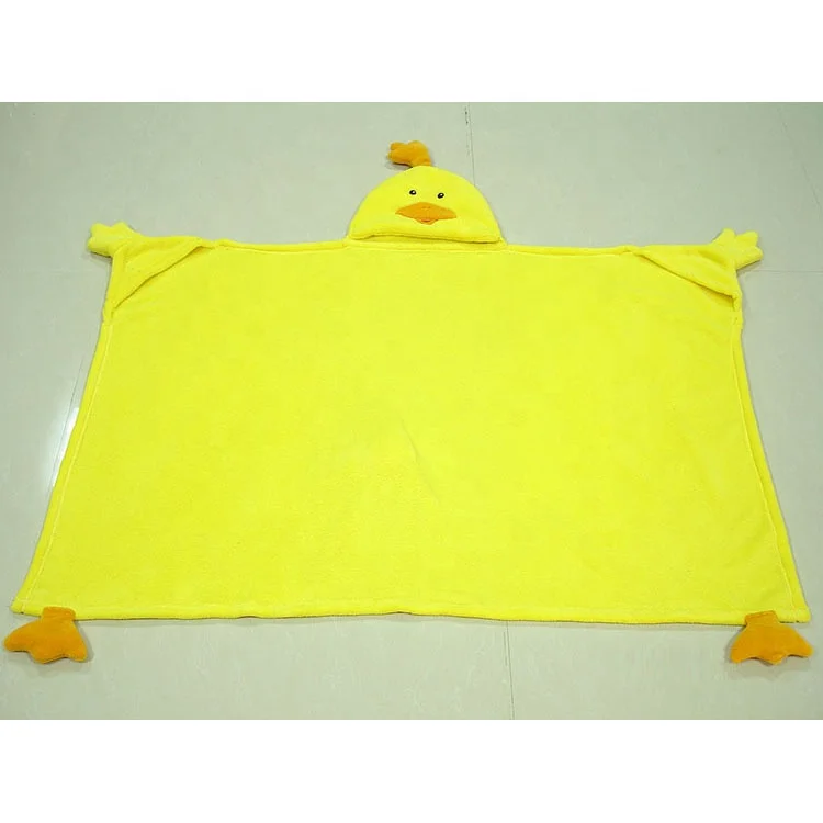 Cute Comforter Soft Animal Bear Rabbit Dog Frog Hooded Baby Blanket with Plush Toy