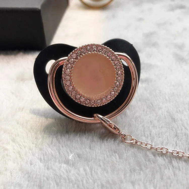 Dollbling Rose Gold Luxury French Pearls Jewelry Bling Baby Pacifier Sublimation DIY Handcrafts Any Name Personalized Dummy