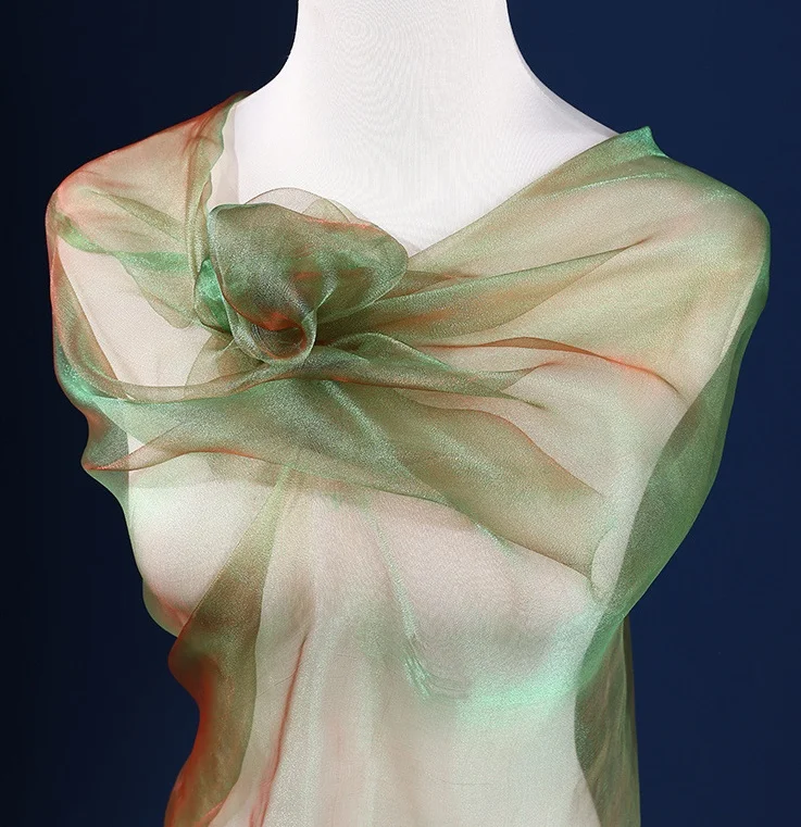 Светящаяся пряжа градиентная ткань из органзы двухцветная жемчужная оптовая продажа прозрачной и мягкой декоративной ткани тюля