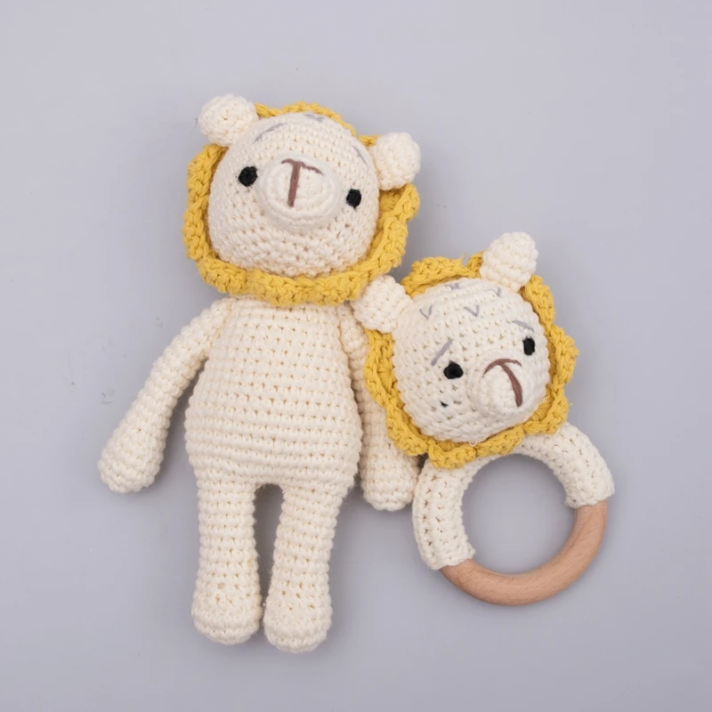 Новый дизайн, милая вязаная кукла и погремушка в виде животного маленького размера, детская игрушка, вязанные игрушки