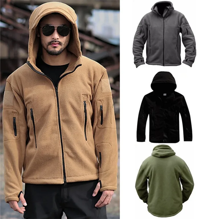 PDEP  2022 solid color  warm Men outdoor thermal liner fleece jacket soft winter coat with hoodies for men
