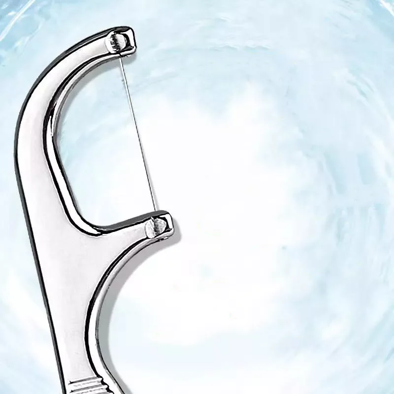 High Quality Stainless Steel Toothpick Dental Floss Reusable Flossing Holder Teeth Cleaning For Oral Teeth Cleaning Care