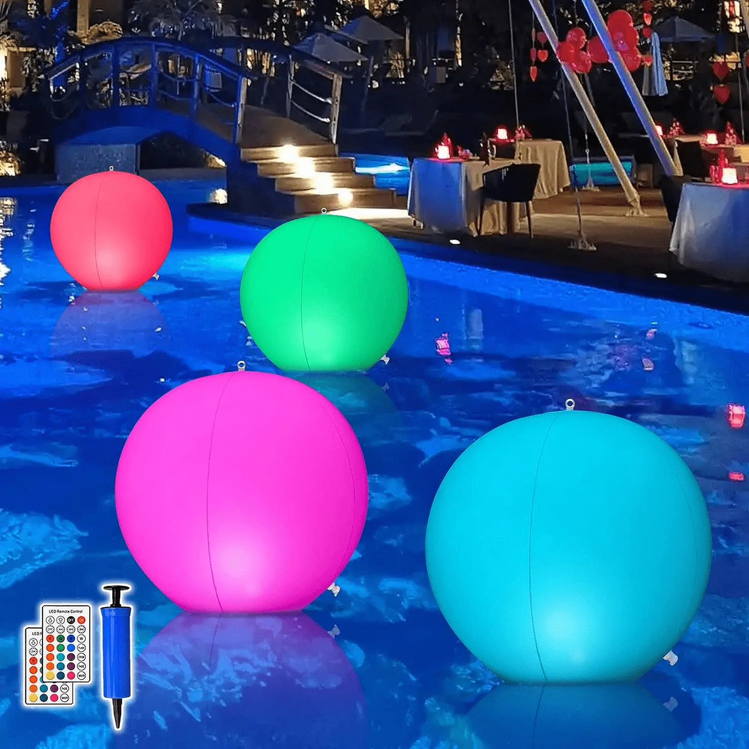 Solar Floating Ball Light LED Inflatable Beach Swimming Pool Glow Ball Light With 16 RGB Color & 4 Mode Remote Contr