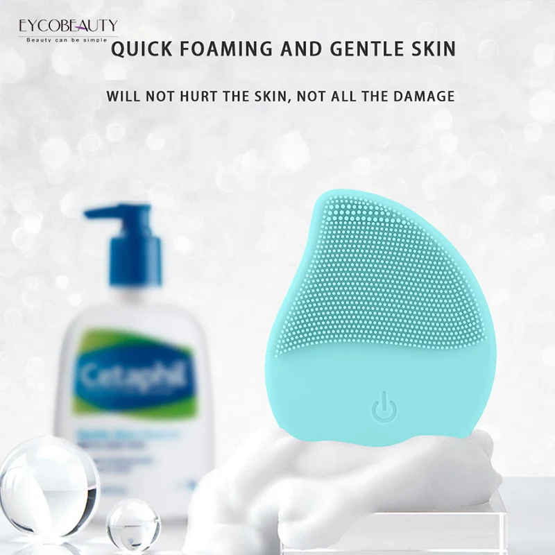 Wholesale Mini Electric Facial Cleansing Brush Silicone Sonic Face Cleaner Deep Pore Cleaning Skin Massager Face Cleansing Brush
