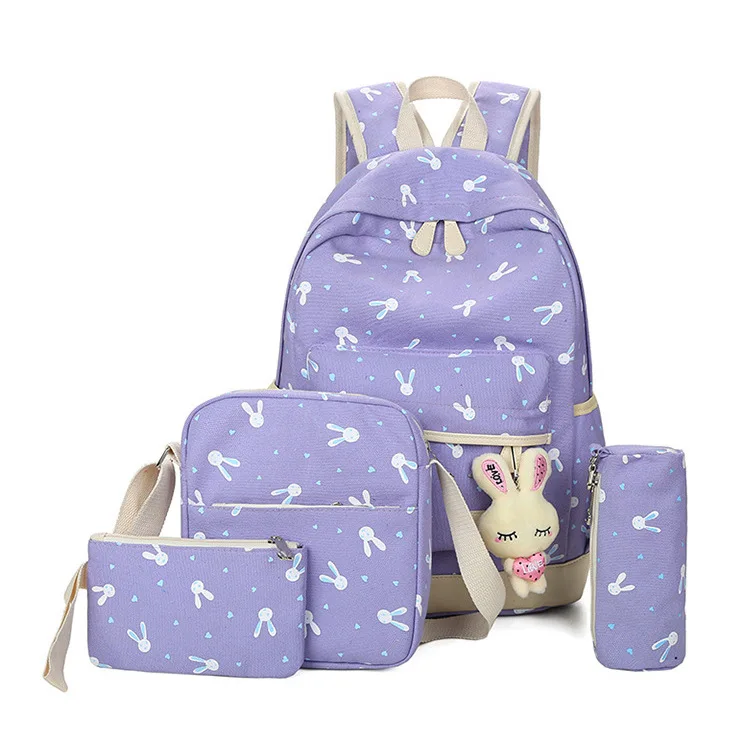 2020 wholesale price 4 pieces school babackpack set school bag with lunch box
