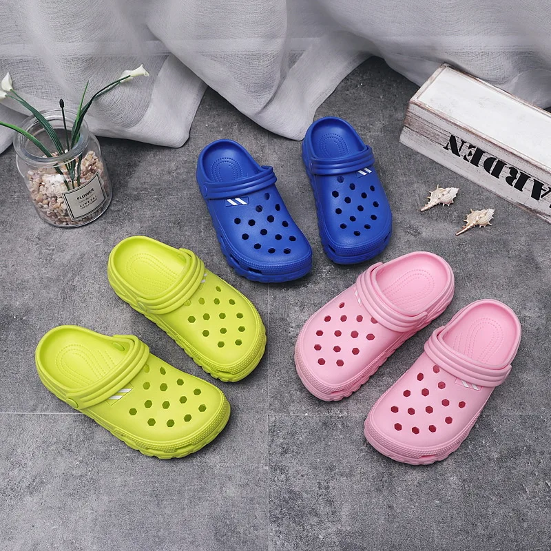 Экономичный индивидуальный дизайн, голубые, розовые садовые детские тапочки, сандалии, детские Сабо