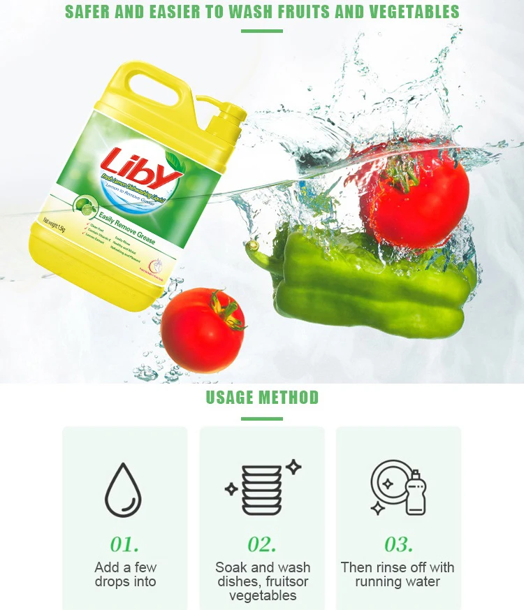 Liby OEM Vegetable Washing Liquid 500g Eco-friendly Detergent Dish Washer Liquid Fruits And Vegetables For Restaurants