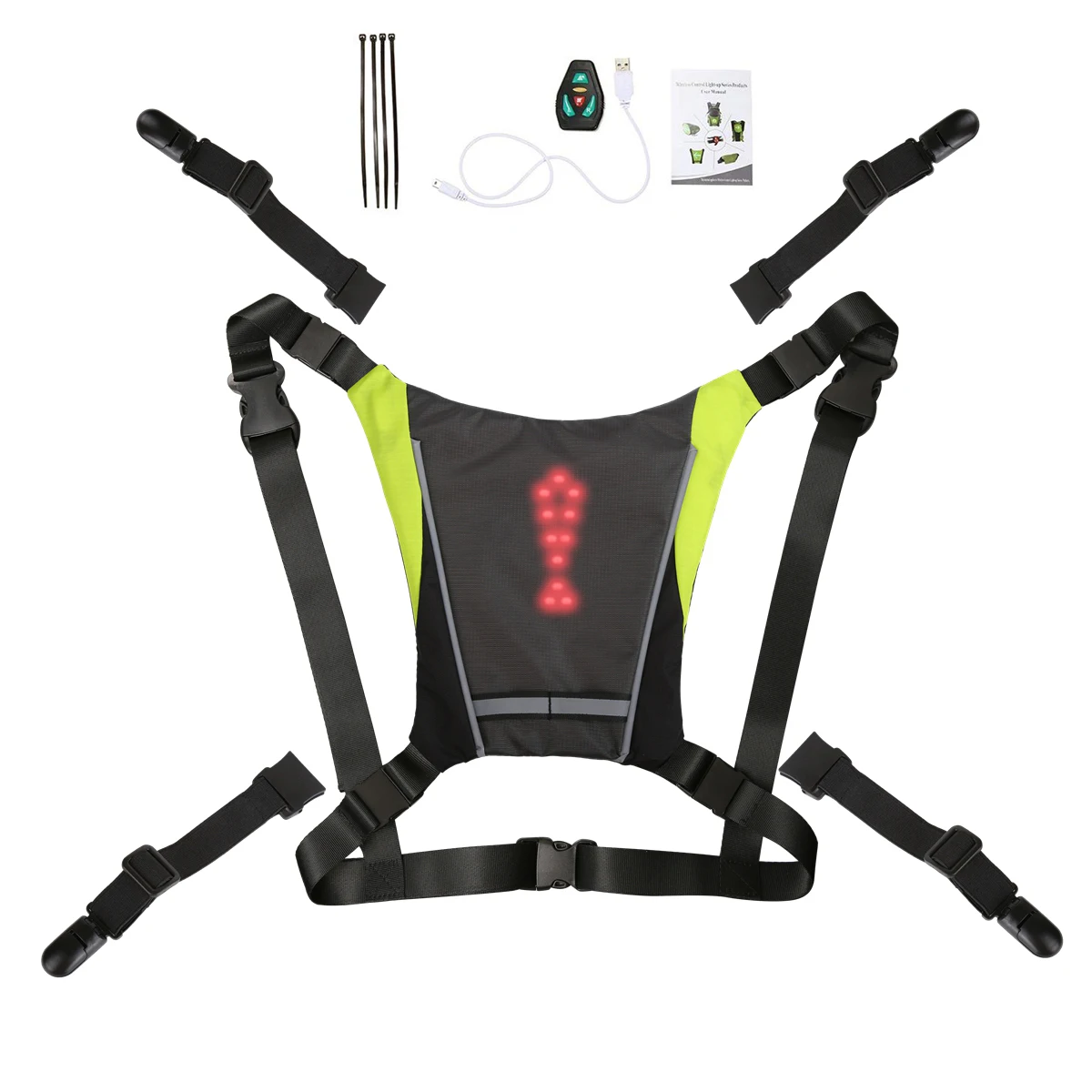 High Visibility Adjustable Safety Gear Outdoor USB Rechargeable Night Light Up LED Reflective Vest Promotional Backpack Light