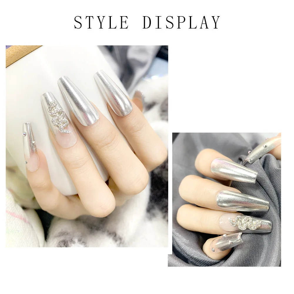 Destly New 6 Colors Per Set Mirror Metal Chrome Rose Aurora Holographic Pigment Pressed Solid Nail Powder