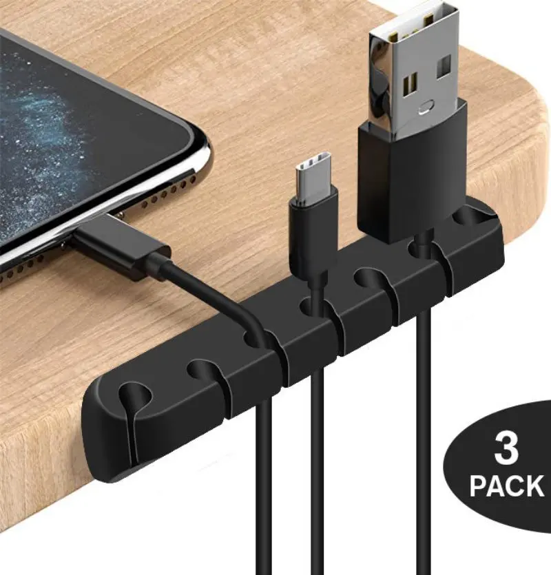 Silicone Desktop Cable Mount Fixing Winder Tidy Management Holder Silicone Cable Clamp Clips Organizer