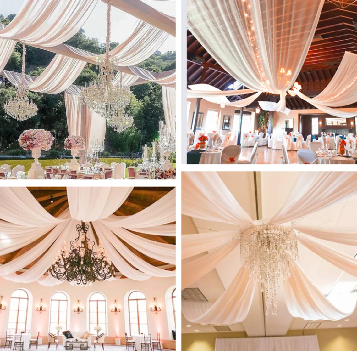 Customize Chiffon fabric  curtain event ceiling decorative backdrop drapes for Event wedding decoration
