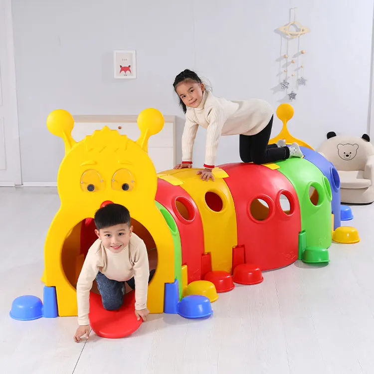 Moetry Preschool Indoor Toys Kids Plastic Play Tunnel Purple Caterpillar Crawl Tunnel for Nursery School Toddler