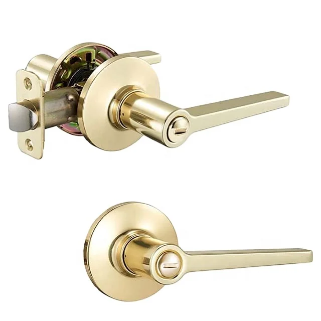 Residential Tubular Lever Handle Locks Gold Brass Zinc Alloy PVD Satin Solid Brass Cylinder Bright 25~35 Days Apartment Welcomed