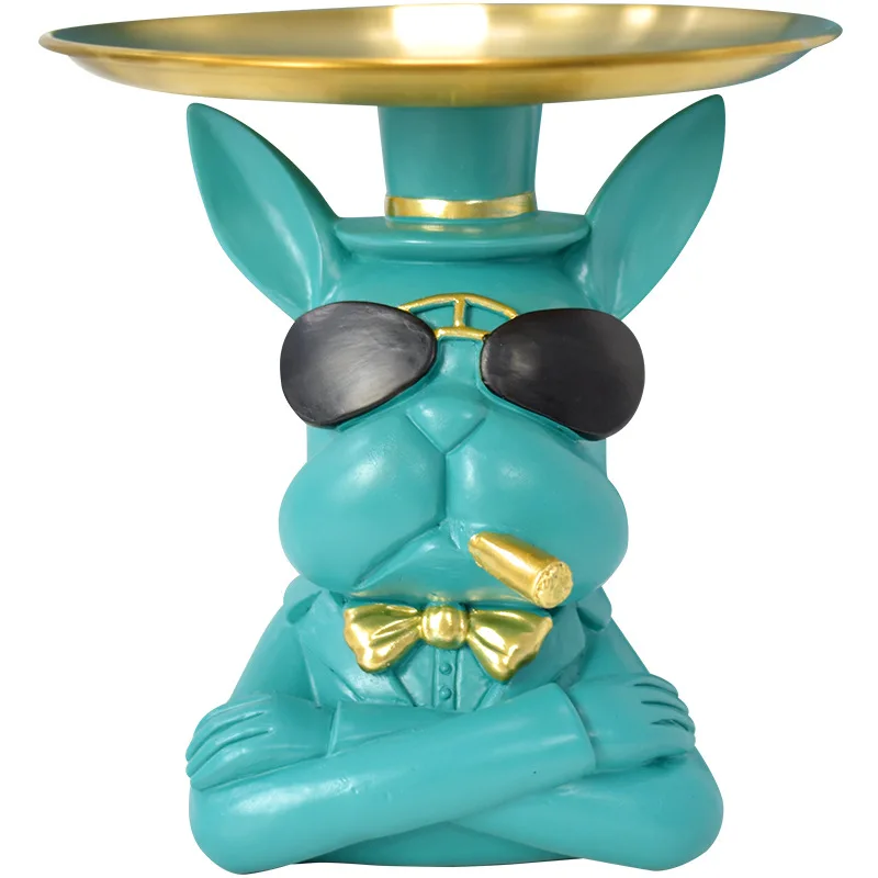 Nordic Light luxury French Bulldog tray TV cabinet living room desktop decorations creative decorations porch storage gifts