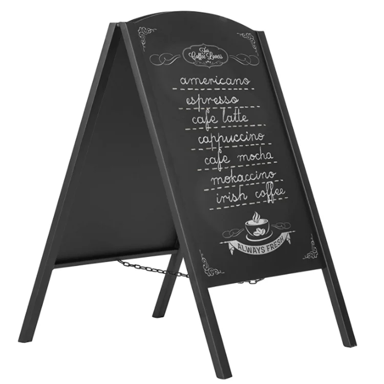 New design durable rectangle black frame handmade advertising blackboard
