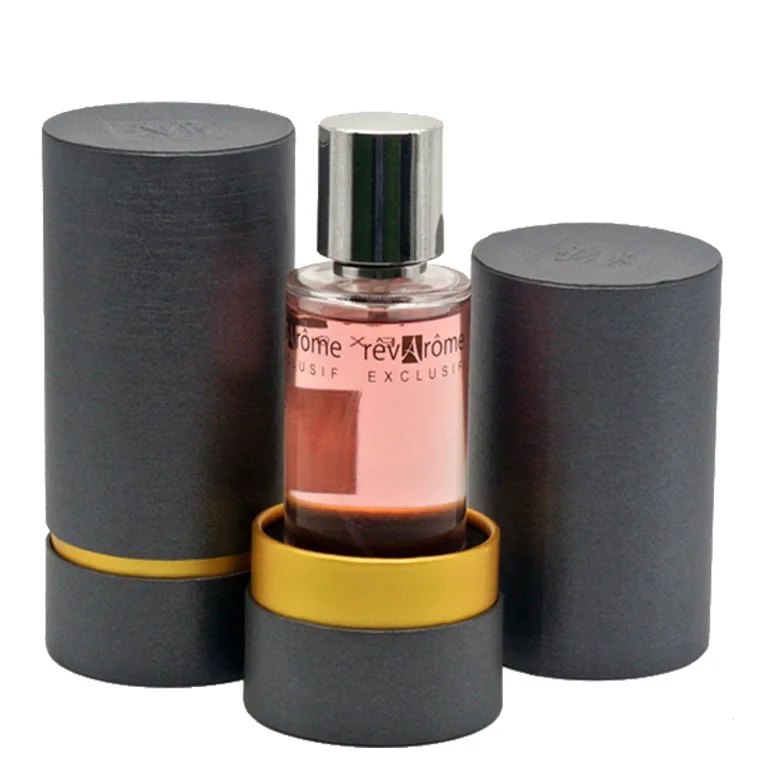 High End Ecommerce Black Luxury Eco Friendly Perfume Small Paper Round Box Tube Packaging Custom Printing Cylinder Paper Tube