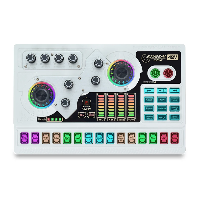 48V XLR Music Studio Equipment Sound Board Mixer with Microphone Sound Card Recording Interface Audio Mixer Voice Changing