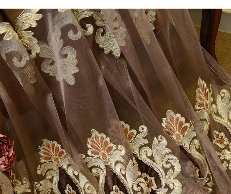 
High quality woven embroidery organza matched velvet voile fabric curtains 