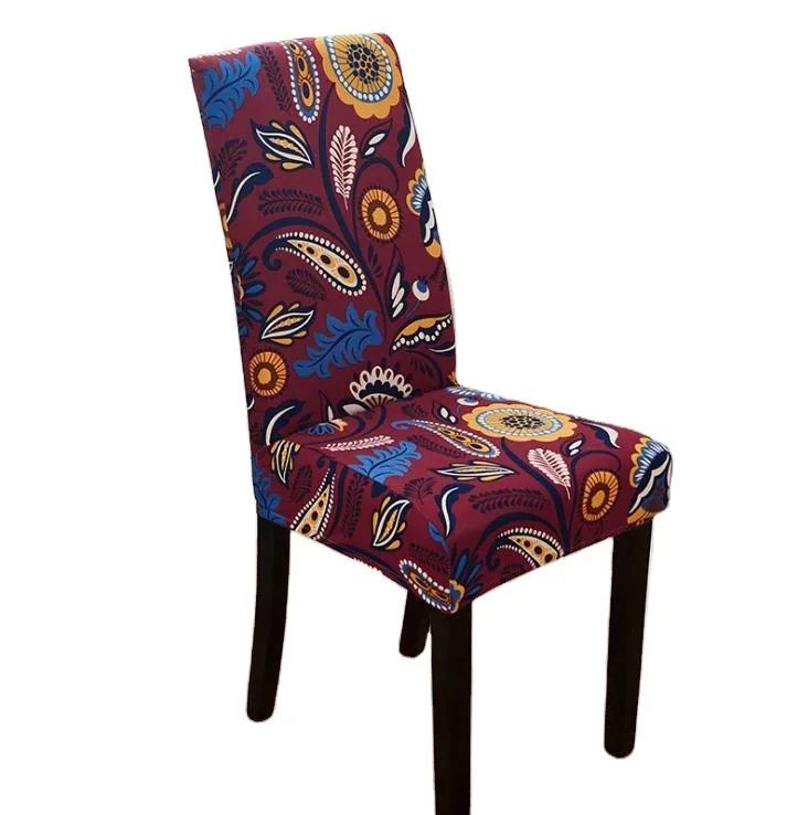 New Designs Printed Stretch Elastic Chair Cover for Dining Room Office Wedding Banquet Party