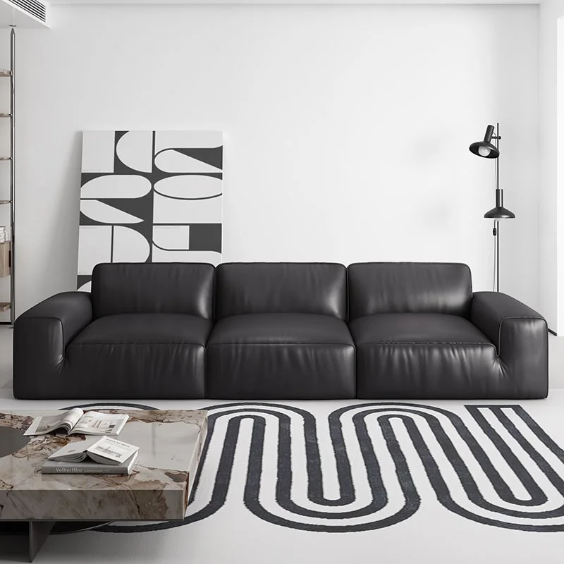 Italian modern simple leather modular sofa High quality luxury living room sofa velvet straight sofa