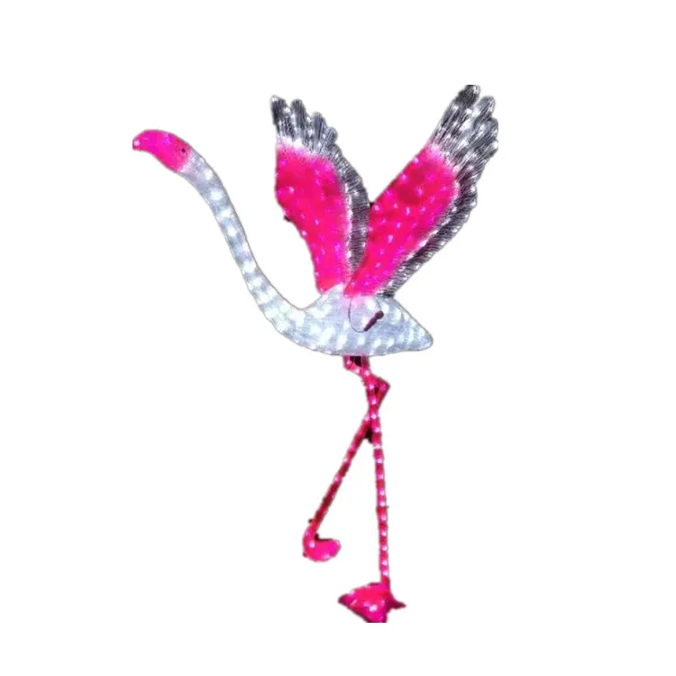 Outdoor for Party decoration with led acrylic sculpture lighted pink flamingo
