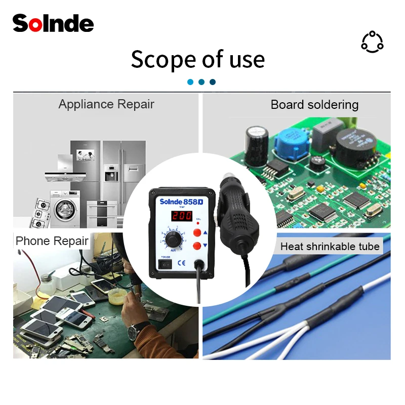 858D Digital Rework Soldering Station With Hot Air Gun estacao de retrabalho ar quente Hot Air Rework Desoldering Station