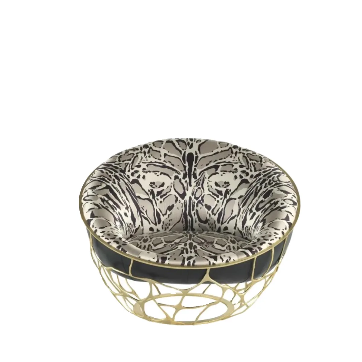 BillionPlus Furniture Luxury Modern Brass Coral Fabric Leisure Accent Lounge Chair Metal Home Hotel Lobby Living Room Chair