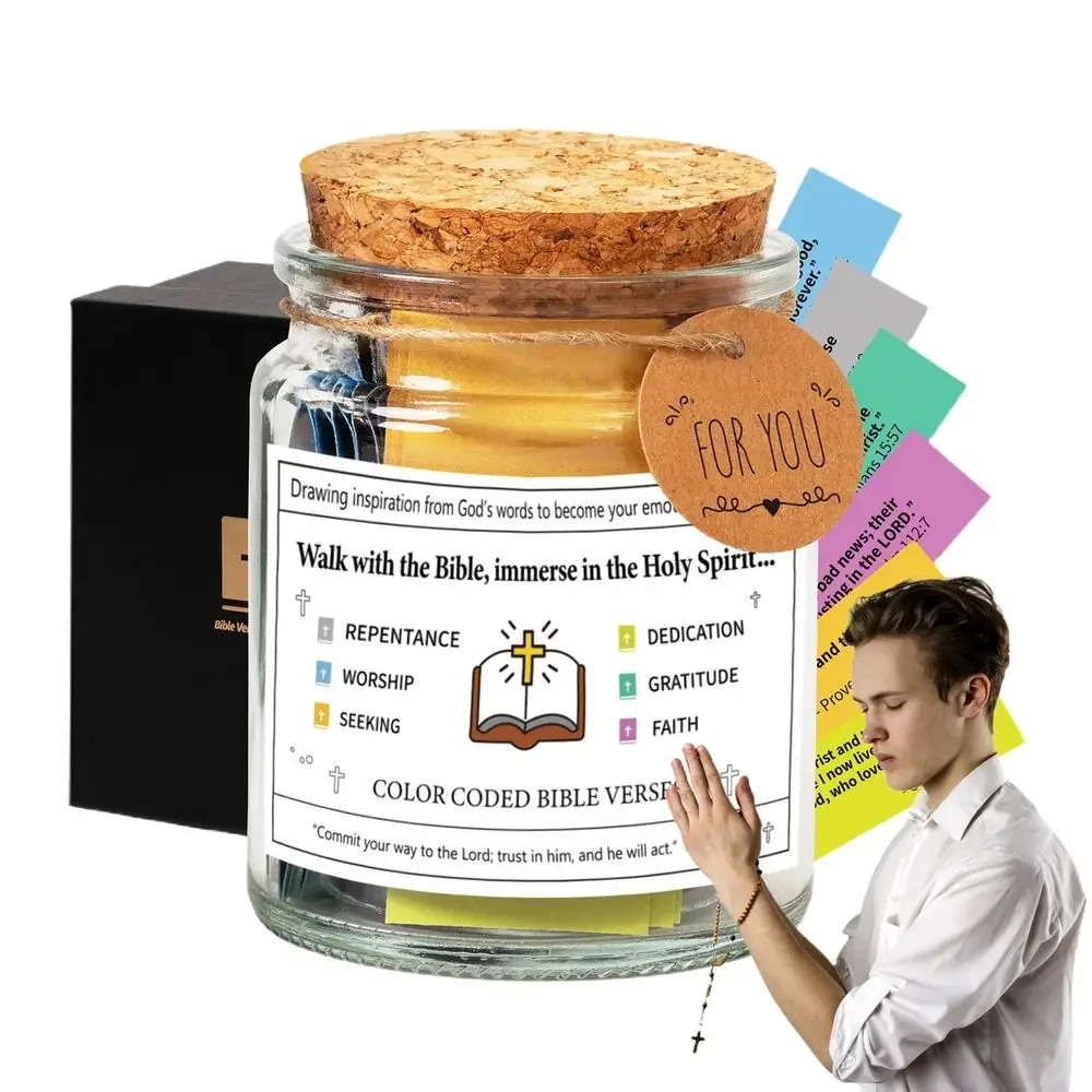 Christian Cards Jar Colorful Bible Verses Jar Handmade Christian Colorful Bible Jar Glass Best Wishes Note For Reading Christmas