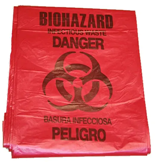 Hospital Use Yellow Red HDPE Plastic Disposable Waste Bags Autoclavable Bag Medical Biohazard Bag