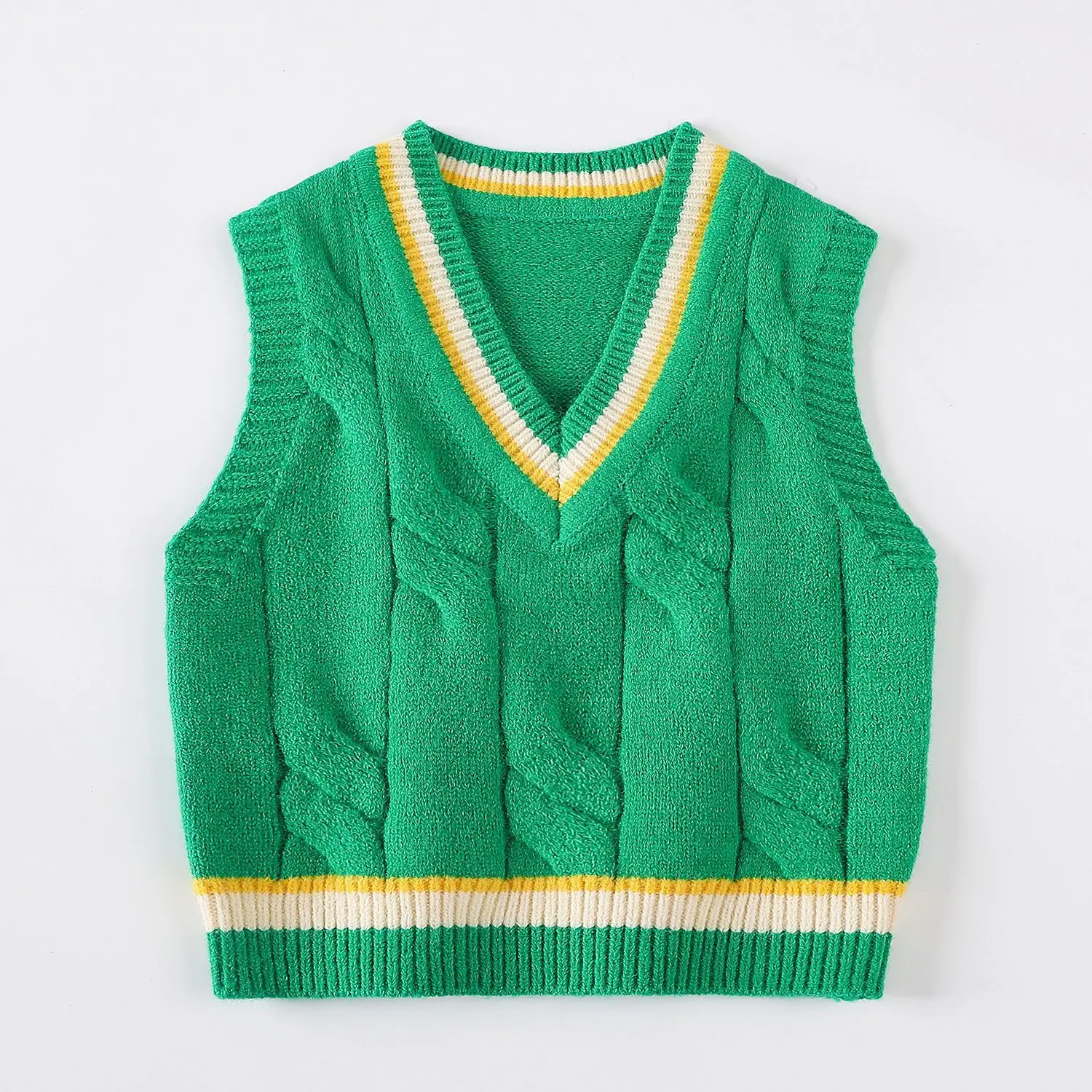Girls Wholesale Casual Sweaters Hand Knitted Baby Girls Baby Children Vest Sweater