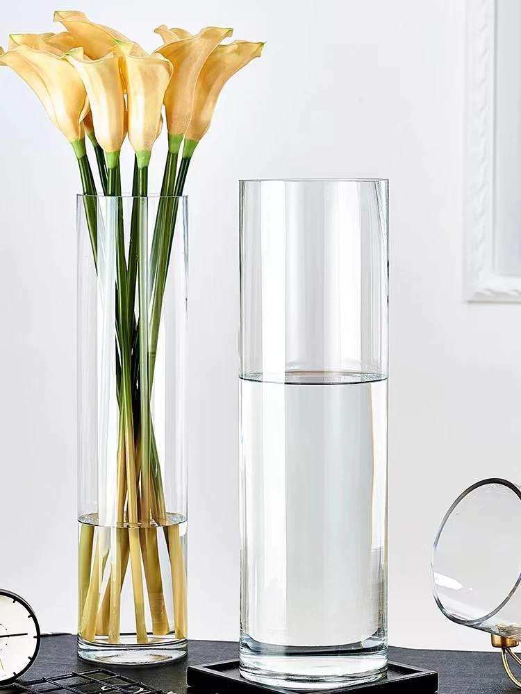 Glass vase bulk cylinder Flower home Decor glass flower pot decoration long Clear wholesale Wedding Plant glass Vase for flowers