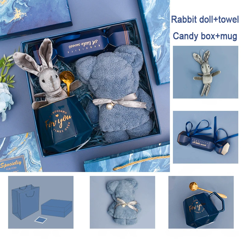 New Promotional Housewarming Cases Eyeshade Towel Mug Birthday Gift Box Set Wedding Favors Gifts Guest