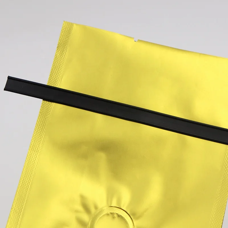 Custom-made food-grade environmentally-friendly material, four-sided sealed metal coffee bag with air vent valve and tin strip.