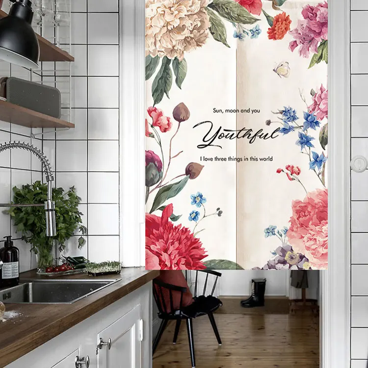 Noren Professional Manufacture Good Quality Print Beaded Door Curtains Japanese Noren for Living Bedroom Hanging