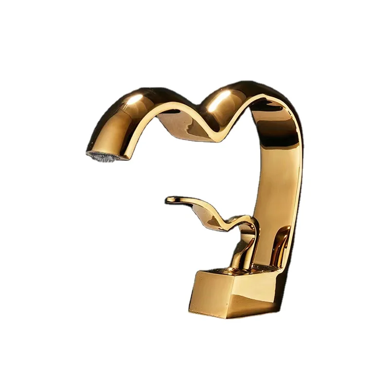 Bathroom Faucet Basin Sink Faucet Single Handle Cold and Hot Mixer Taps Beautiful Curve Design