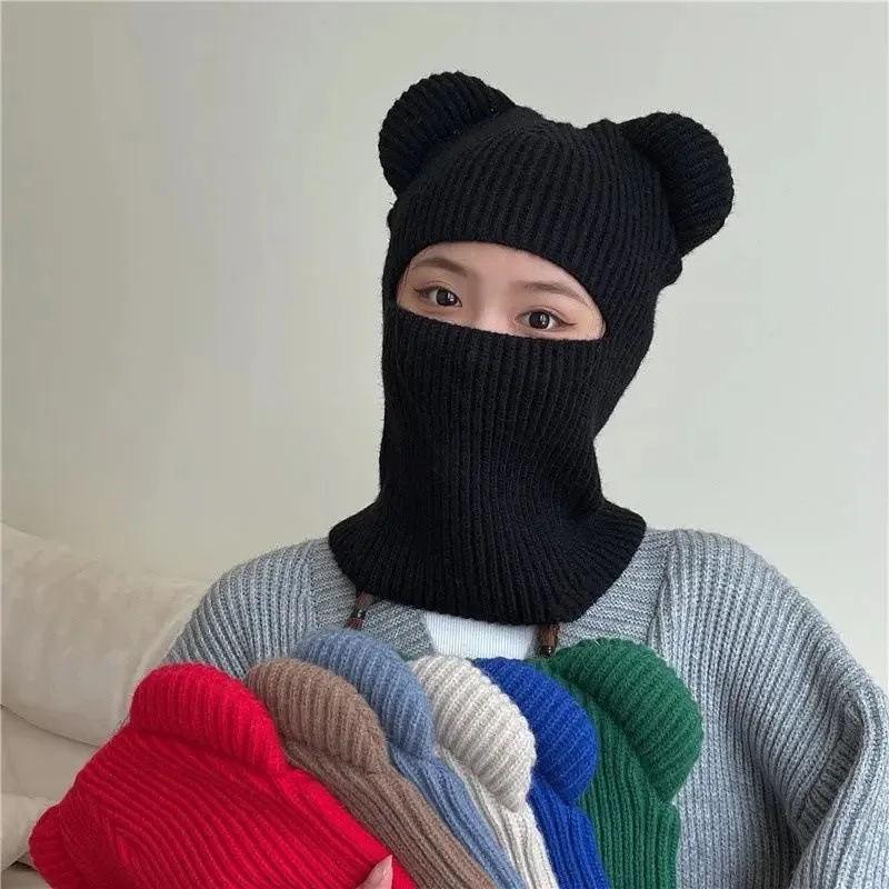 wholesale a knit ski mask custom  with bear ear
