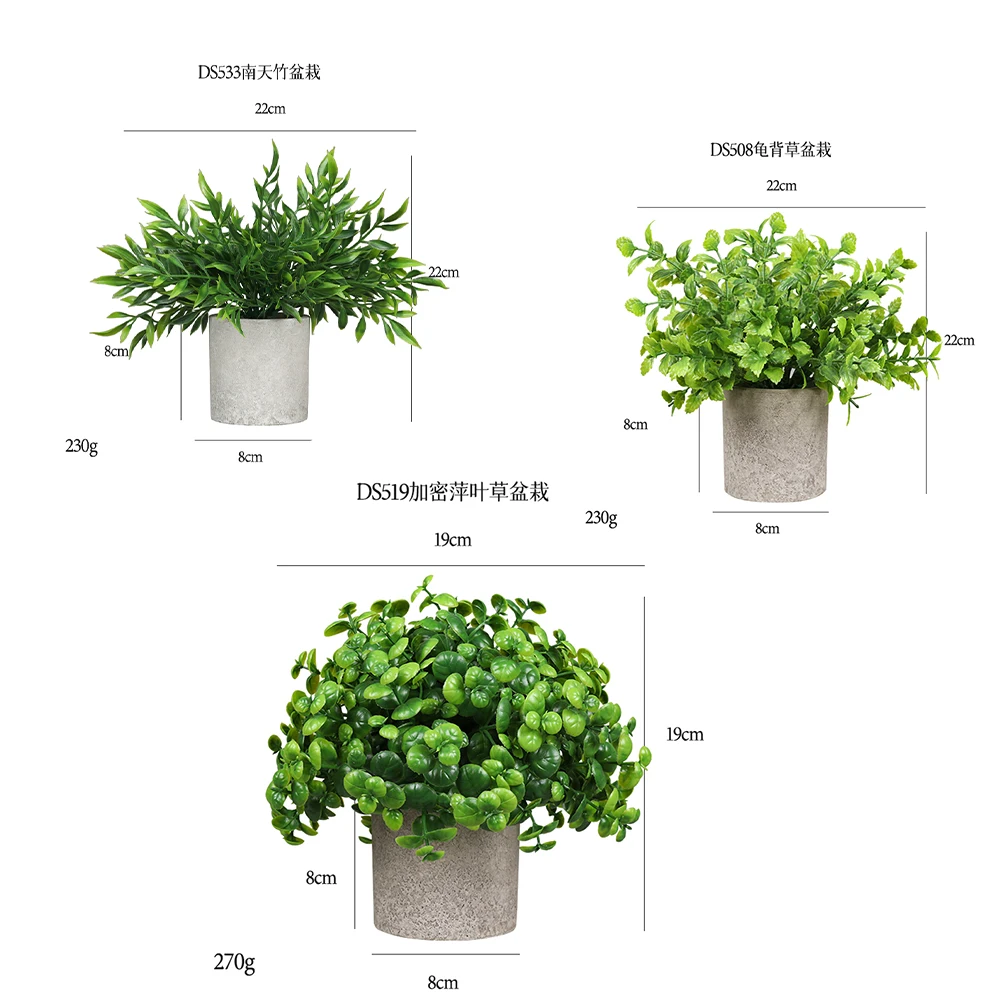3pcs Mini Potted Artificial Eucalyptus Plants China Hot Sale Faked Small Green Natural Plant for Indoor Decor