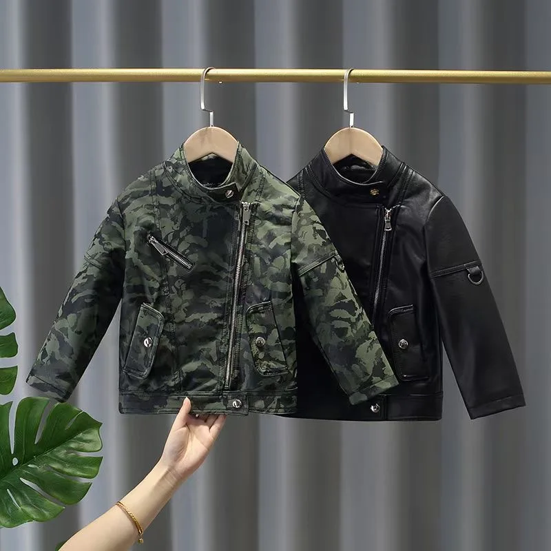 WP0 kids boys leather jacket kids jacket baby coat casual children clothes wholesale outfit