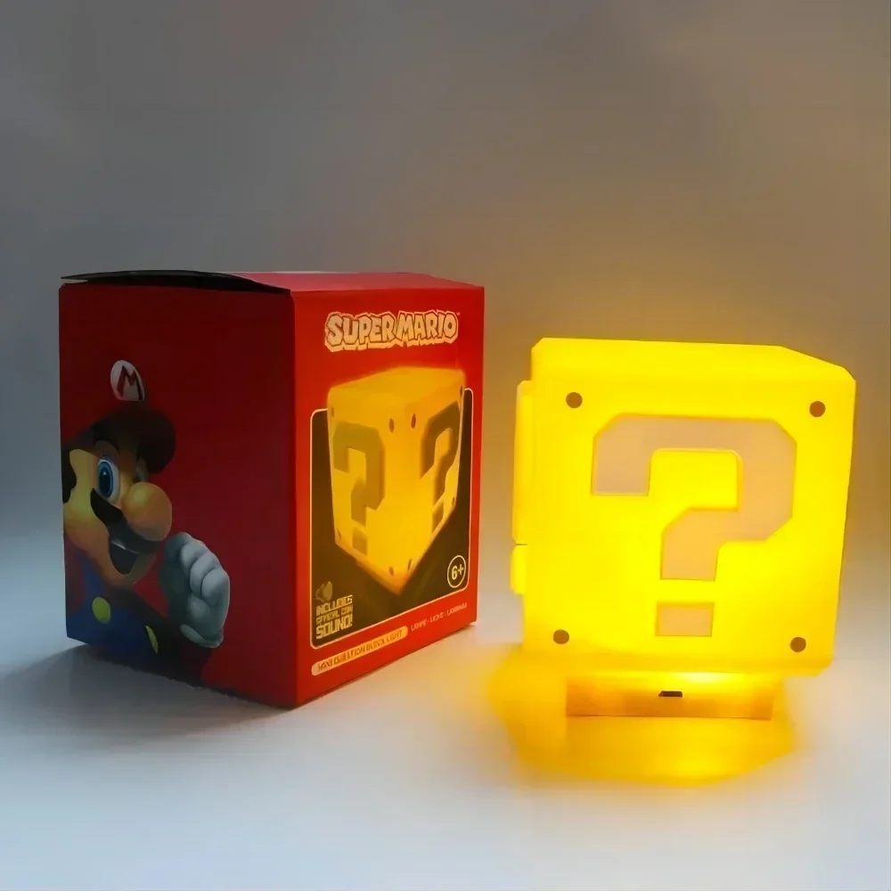 Super Mario Question Mark Sound Question Mark Rechargeable Cube Lamp Super LED Desktop Lamp Star Gift Night Lights