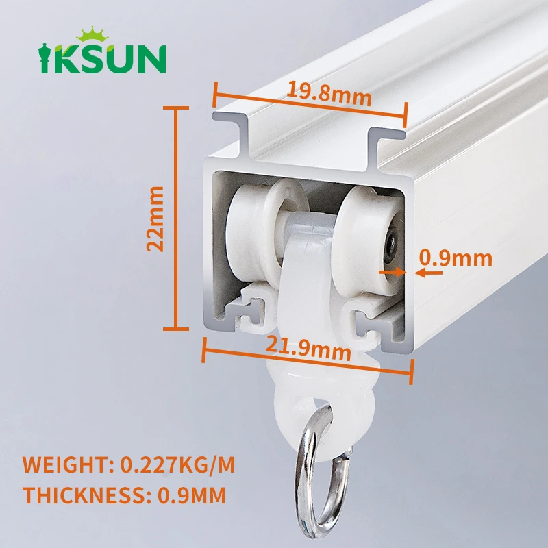 IKSUN New Design Aluminium Alloy Hooks Bracket Double Shower Curtain Rails for Window
