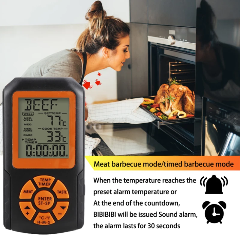 Cooking Thermometer Digital Food Timer Bbq Thermometer Instant Read Kitchen Wireless Meat Thermometer
