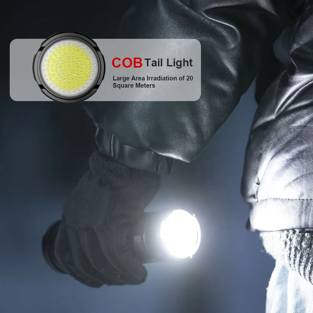 LED Flashlight, White Laser Wick Super Bright Torch Light High Lumens Rechargeable Long Range Spotlight for Outdoor Camping