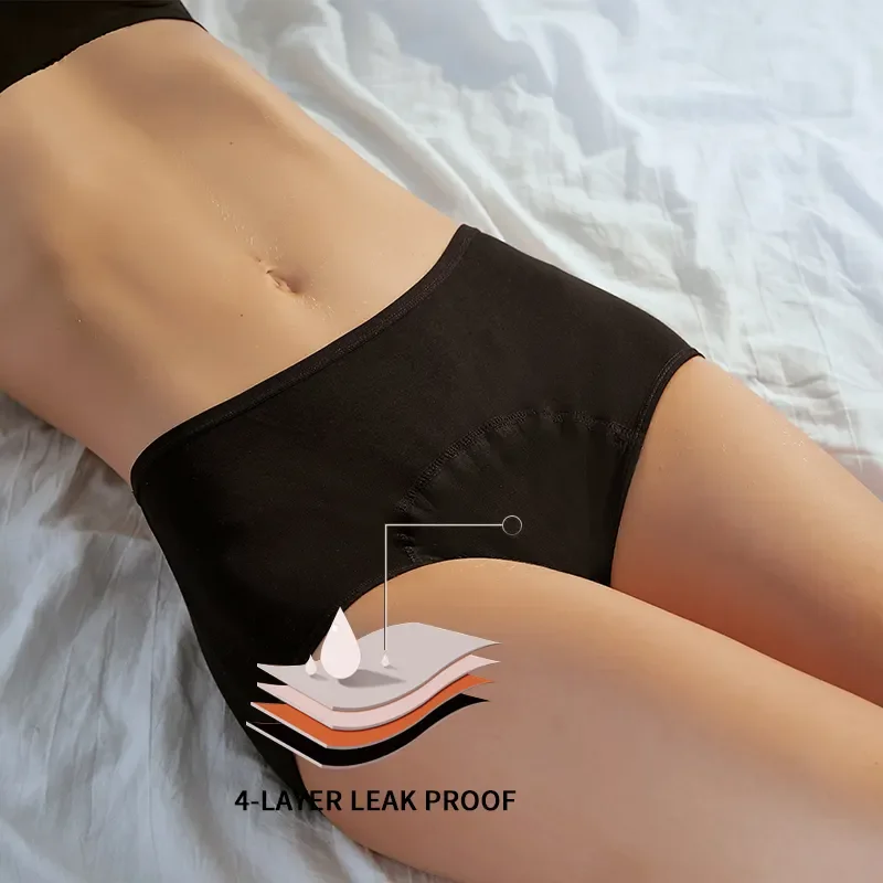 4 Layers High Rise Leak Proof Menstrual Panties Bamboo Fiber Physiological Pants Women Underwear Period Leakproof Period Briefs