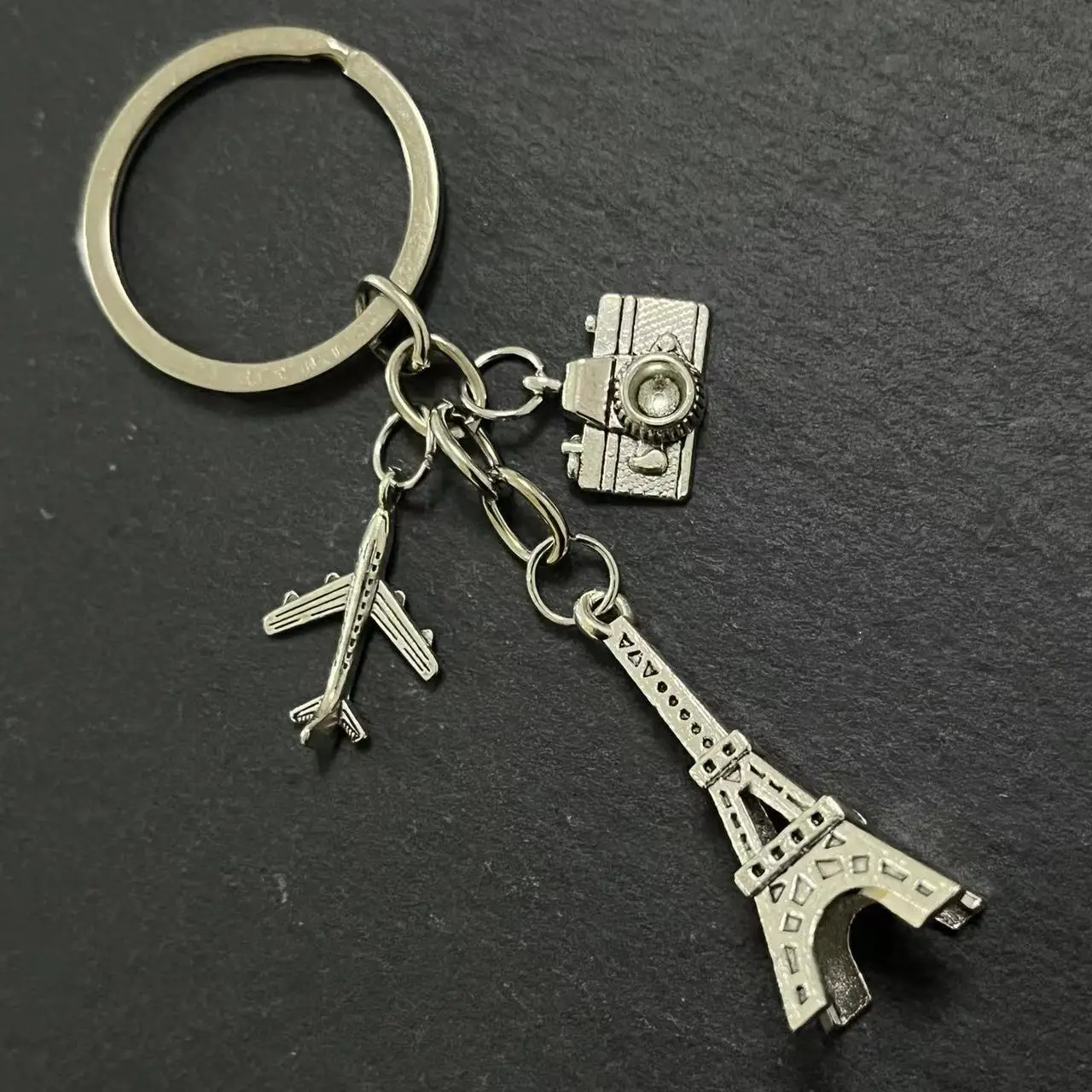 Airplane Camera Paris Tower Keychain Travel Creative Memorial Gift Keychain Accessories